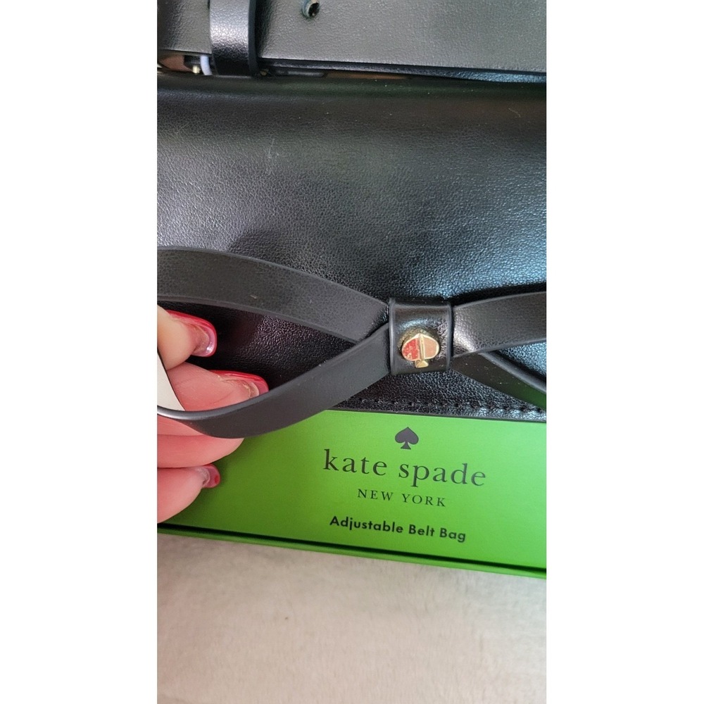 Kate Spade small black leather bow belt bag. - Picture 5 of 9